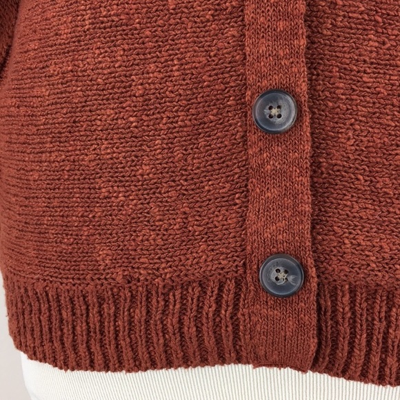 Ruby Moon Button Back Dolman Sleeve Textured Batwing Rust Sweater Size Small - Picture 6 of 6